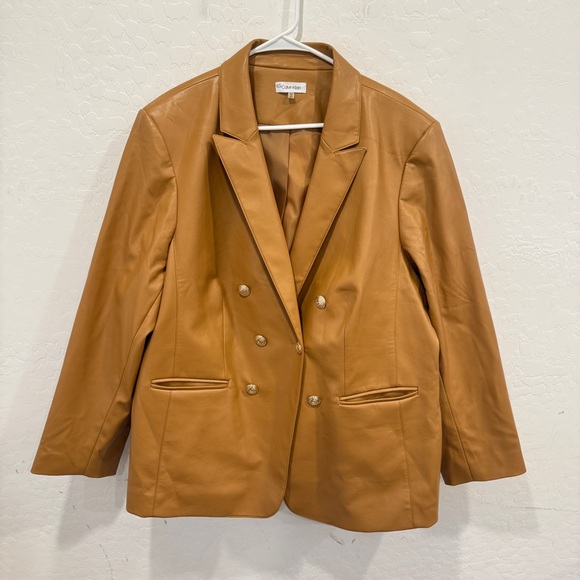 Calvin Klein Jackets & Blazers - Calvin Klein Double-Breasted Faux Leather Blazer Womens 24W Business Casual